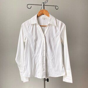 ❄️ Y2K Vintage White Fitted Office Siren Button-Up Shirt Curved Panel Seam